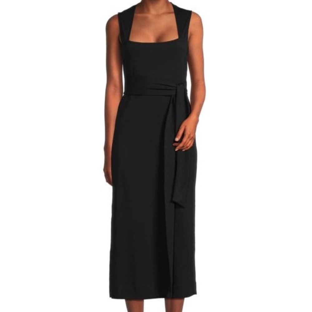 NWOT Vince Pima Cotton Tie Waist Dress in Black, XS